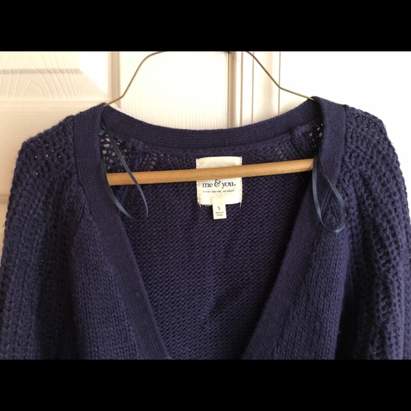 Navy Blue Long Knitted Sweater - Picture 2 of 2